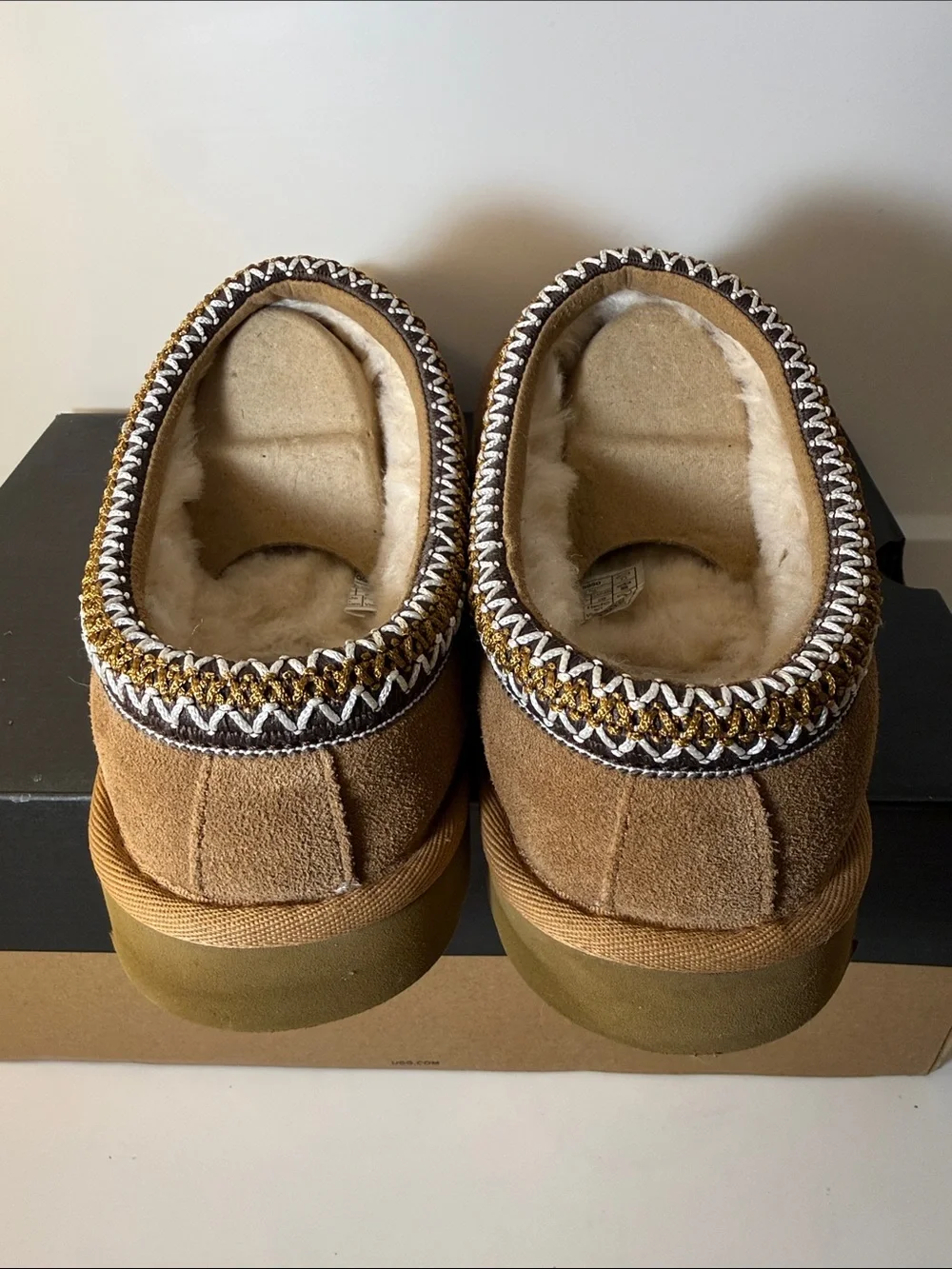 UGG Men's Chestnut Suede Tasman Slippers - Size 10 (Like New)